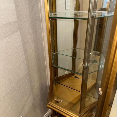 NARROW LIGHTED CURIO CABINET W/MIRRORED BACK