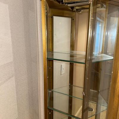 NARROW LIGHTED CURIO CABINET W/MIRRORED BACK