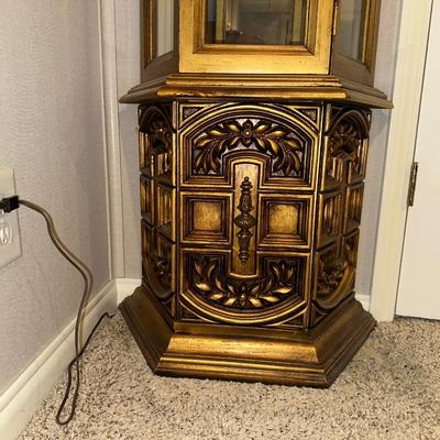 NARROW LIGHTED CURIO CABINET W/MIRRORED BACK