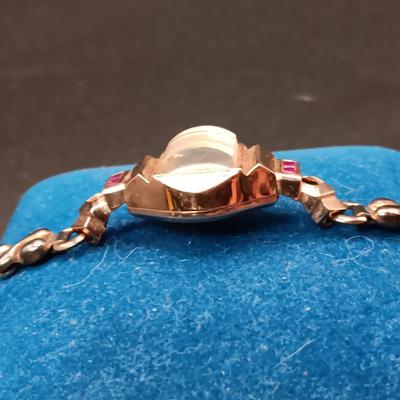 LADIES VINTAGE 14K LORNA WATCH WITH PINK STONES