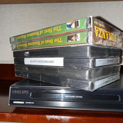 PHILLIPS DVD PLAYER AND BONANZA AND MOVIES ON DVD