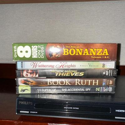 PHILLIPS DVD PLAYER AND BONANZA AND MOVIES ON DVD