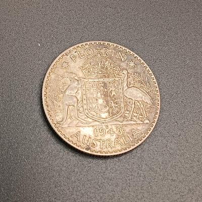 1948 FIVE PESOS SILVER (30 GRAMS) & 1943 FLORIN SILVER AUSTRALIA COIN