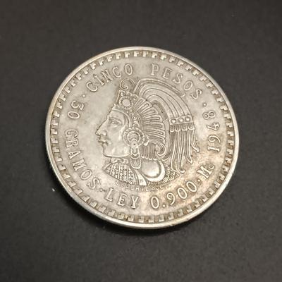 1948 FIVE PESOS SILVER (30 GRAMS) & 1943 FLORIN SILVER AUSTRALIA COIN