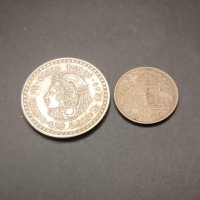 1948 FIVE PESOS SILVER (30 GRAMS) & 1943 FLORIN SILVER AUSTRALIA COIN