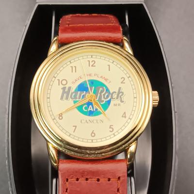 HARD ROCK CAFE WATCH AND PINS PLUS SEVERAL OTHER PINS