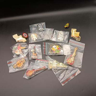 HARD ROCK CAFE WATCH AND PINS PLUS SEVERAL OTHER PINS