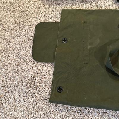 1960'S US ARMY ISSUED WOOL BLANKET, COAT AND DUFFEL BAG