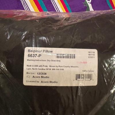 NEW WOOLRICH WOOL THROW, 2 MEXICAN SARAPES AND A NEW THROW PILLOW