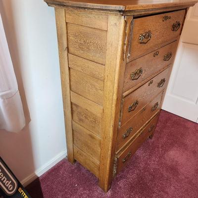Solid Oak 5 Drawer Chest Dresser 33x17x52