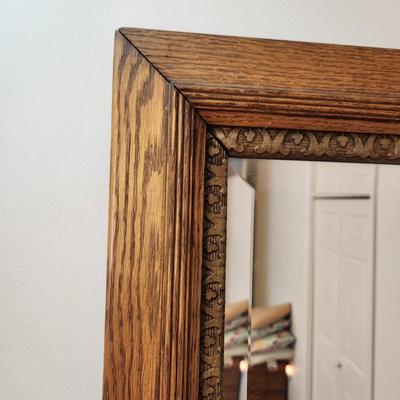 Heavy Wood Framed Beveled Mirror 26x30