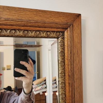Heavy Wood Framed Beveled Mirror 26x30
