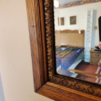 Heavy Wood Framed Beveled Mirror 26x30