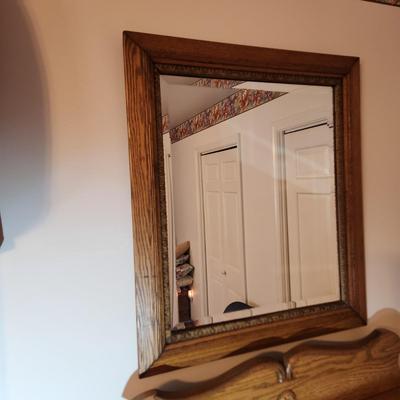 Heavy Wood Framed Beveled Mirror 26x30