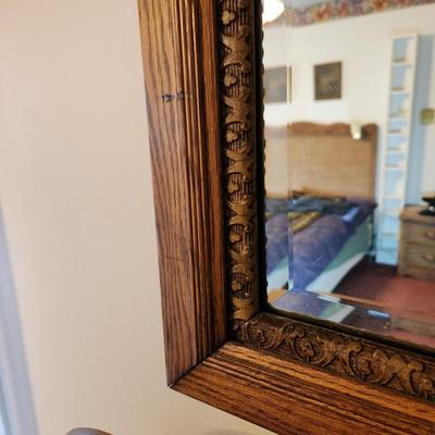 Heavy Wood Framed Beveled Mirror 26x30