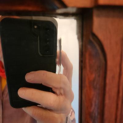 Heavy Wood Framed Beveled Mirror 23x21