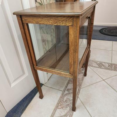 Glass Display Case Table Drop down Door 20x15x29