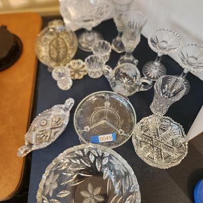 Clear Glass Lot, Cut Glass, Candle Holders , Bowls, Dishes Vase