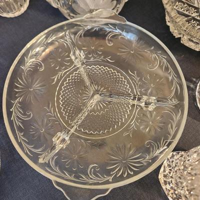 Clear Glass Lot, Cut Glass, Candle Holders , Bowls, Dishes Vase