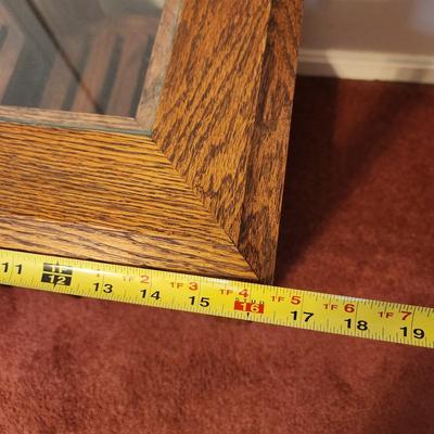 Pair Solid Wood Glass top End Side Tables 16x21x22