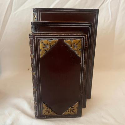 Antique Hitchcock Bible & Wooden Bookends (B2-MG)
