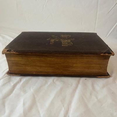 Antique Hitchcock Bible & Wooden Bookends (B2-MG)