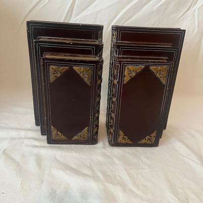 Antique Hitchcock Bible & Wooden Bookends (B2-MG)