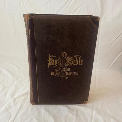 Antique Hitchcock Bible & Wooden Bookends (B2-MG)