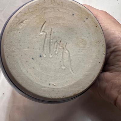 Signed Pottery Berry Strainer & Butter Keeper Plus More Blue Pottery (K-RG)