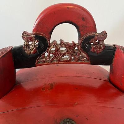 Red Antique Chinese Wedding Basket
