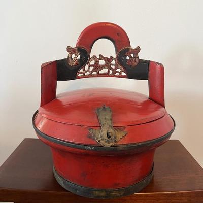 Red Antique Chinese Wedding Basket
