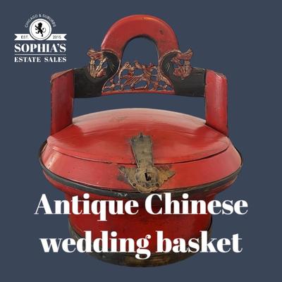 Red Antique Chinese Wedding Basket