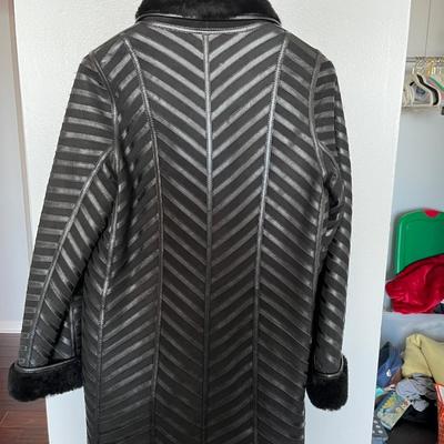 Black Leather and Suede Shearling Jacket S/M