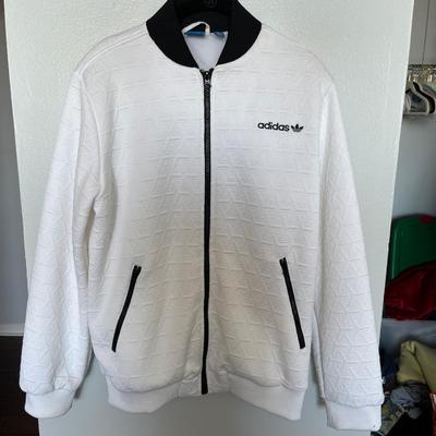 Quilted White Adidas Jacket with Black Trim, size 14