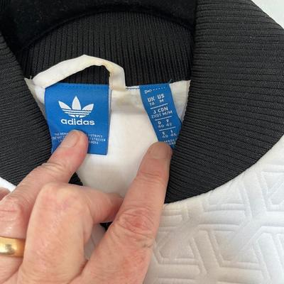 Quilted White Adidas Jacket with Black Trim, size 14