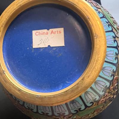 Cloisonné Enamel Garlic Head Vase & Shell Plate (LR-RG)