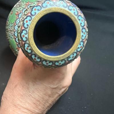 Cloisonné Enamel Garlic Head Vase & Shell Plate (LR-RG)