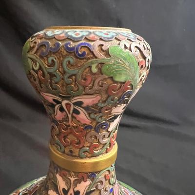 Cloisonné Enamel Garlic Head Vase & Shell Plate (LR-RG)