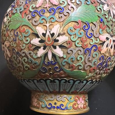 Cloisonné Enamel Garlic Head Vase & Shell Plate (LR-RG)