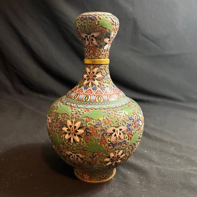Cloisonné Enamel Garlic Head Vase & Shell Plate (LR-RG)