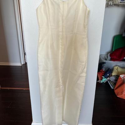 Handpainted Linen and Silk Evening Gown by Raffaella