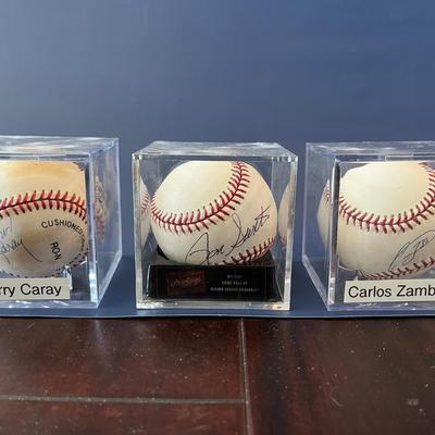 3 Signed Baseballs, Chicago Cubs, Caray, Santo and Zambrano
