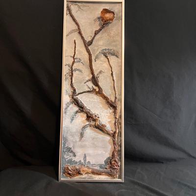 Signed 3D Nature Art & Slab Built Pottery Candle Holder (LR-RG)