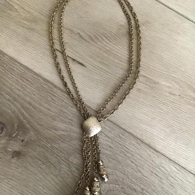 Vintage Gold tone tassel necklace