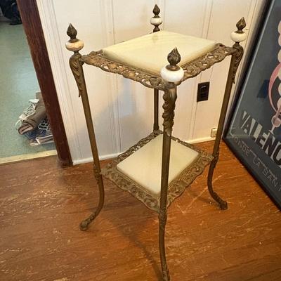 Ornate Brass and Marble Table (LR-ES)