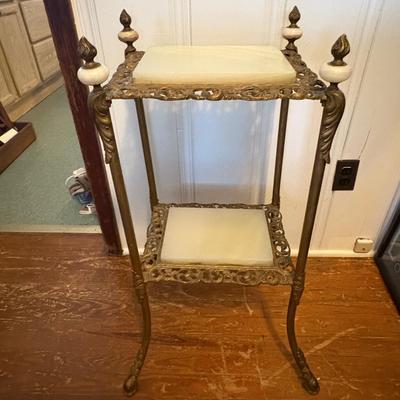 Ornate Brass and Marble Table (LR-ES)