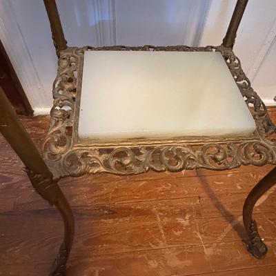 Ornate Brass and Marble Table (LR-ES)