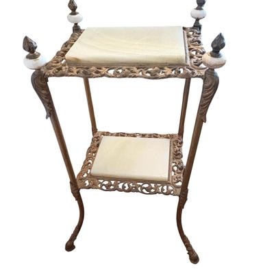Ornate Brass and Marble Table (LR-ES)
