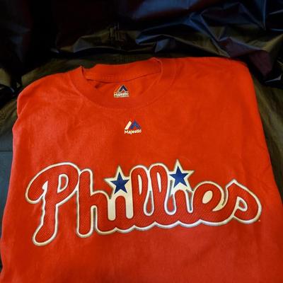 Vintage Majestic Philadelphia Phillies Red Youth Size M Tee Shirt Franco #7