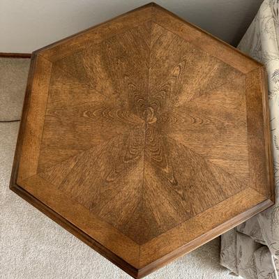 1 of 2 ETHAN ALLEN Classic Manor Solid Maple Hexagonal Storage Accent End Table 15-8666